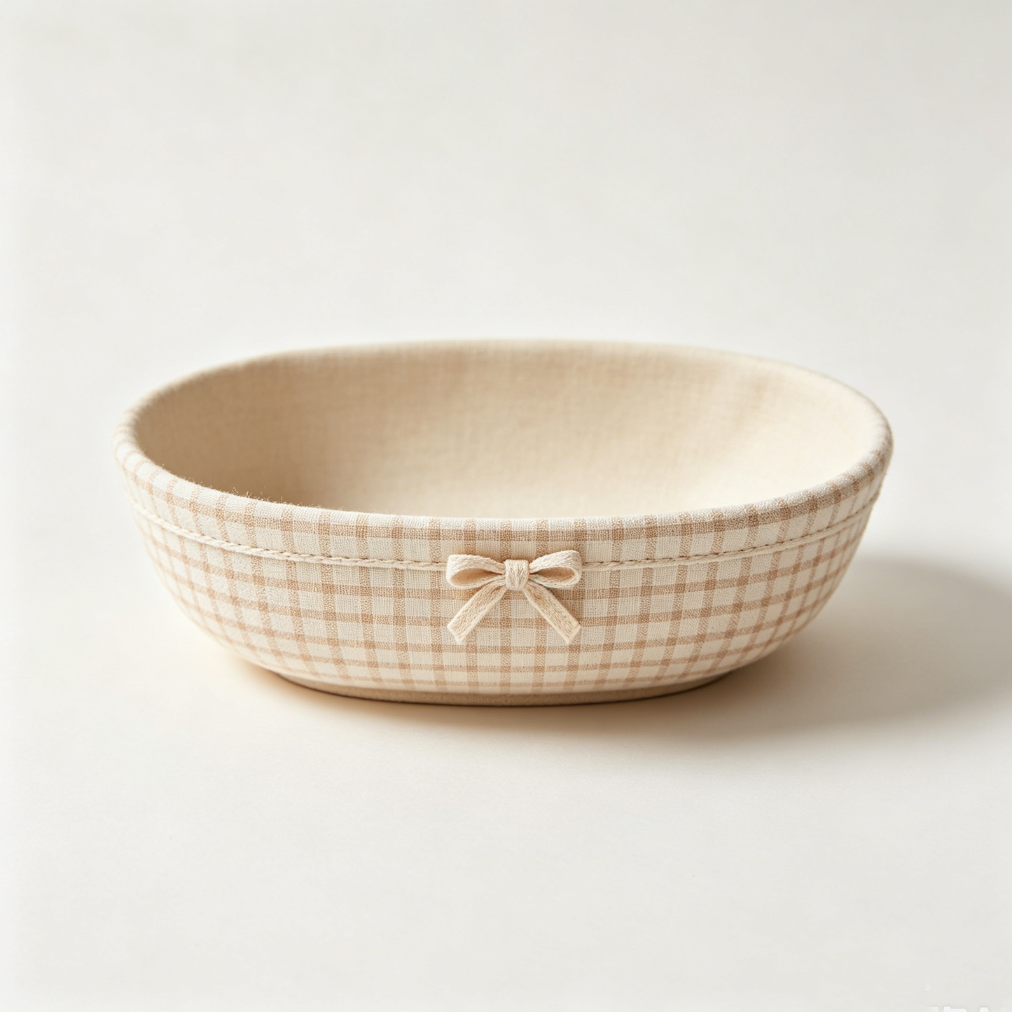 Beige Gingham Linen Tray Bowl