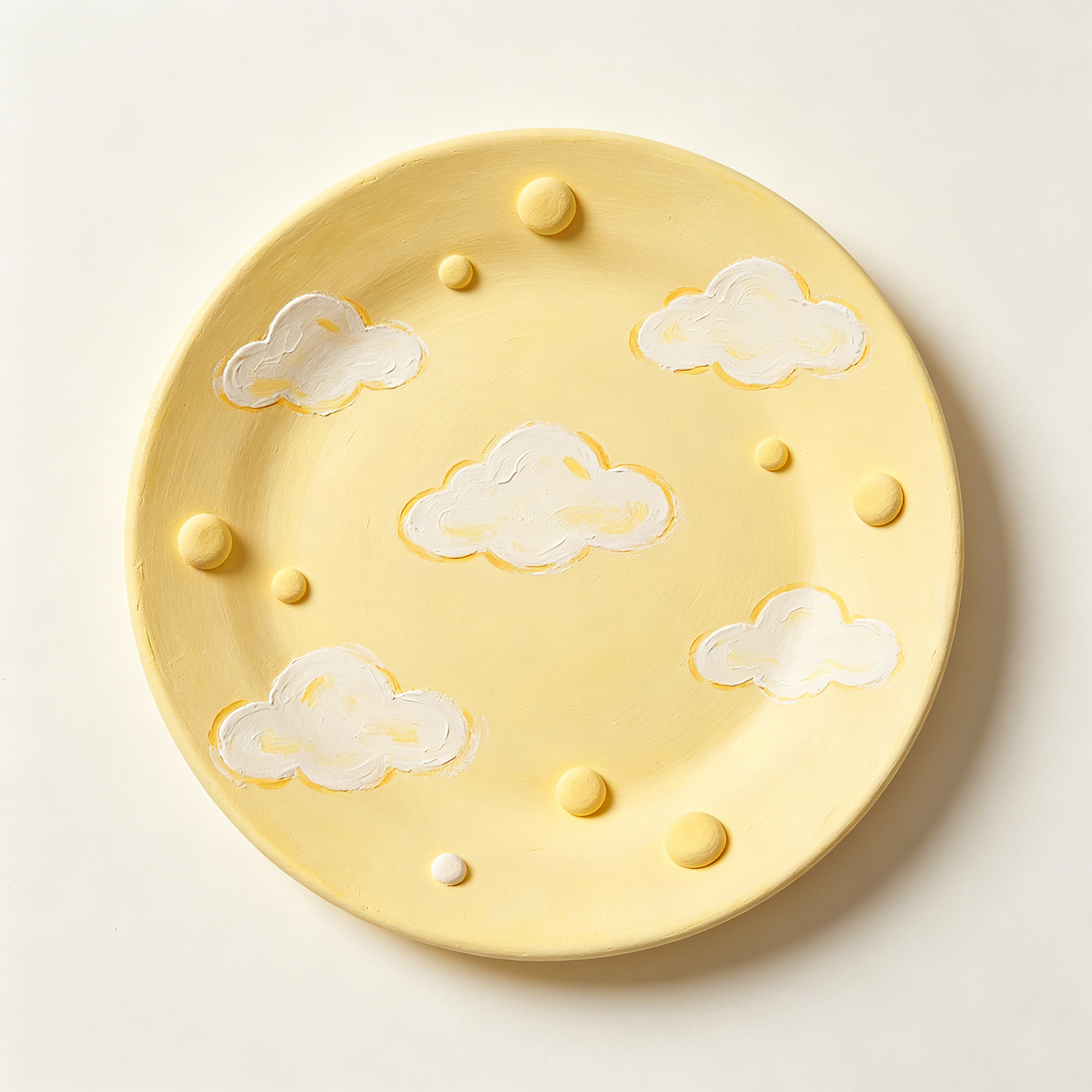 Yellow 3D Cloud Round Plate