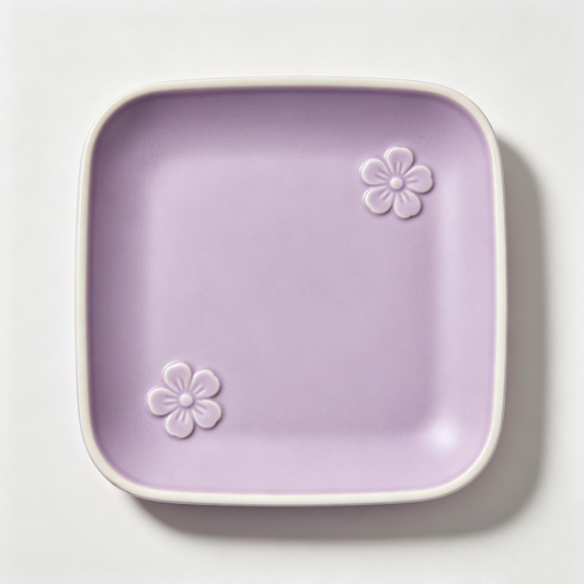 Lavender Embossed Flower Square Dish
