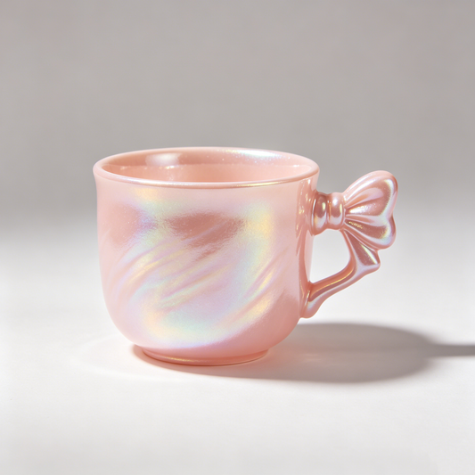 Pearlescent Pink Bow Swirl Mug