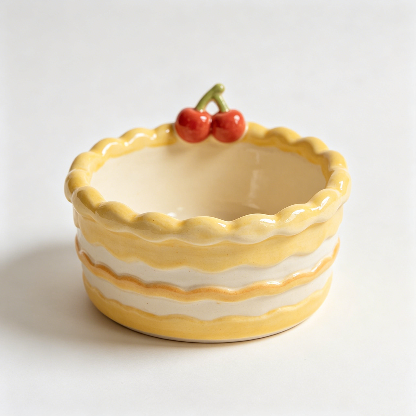 Yellow Cherry Layer Cake Ramekin Bowl