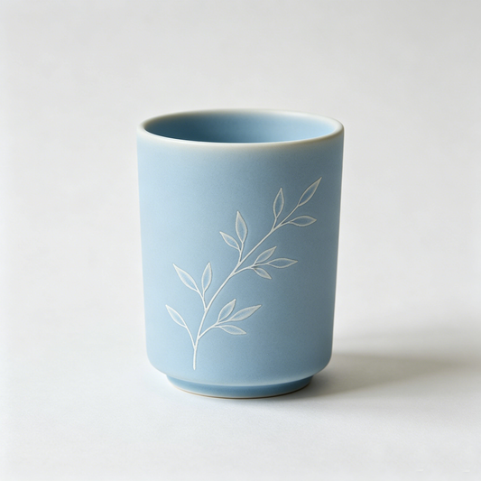 Matte Blue Leaf Emboss Cup