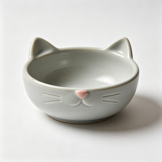 Grey Cat Face Ceramic Bowl