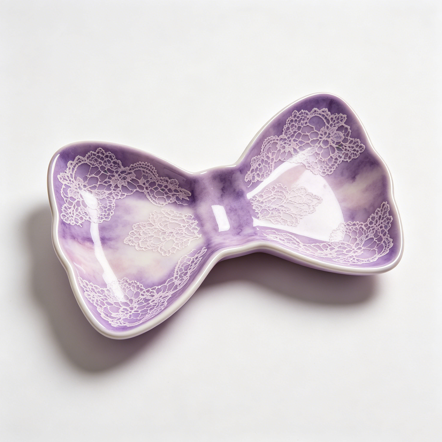 Purple Lace Bow Shaped Trinket Plate