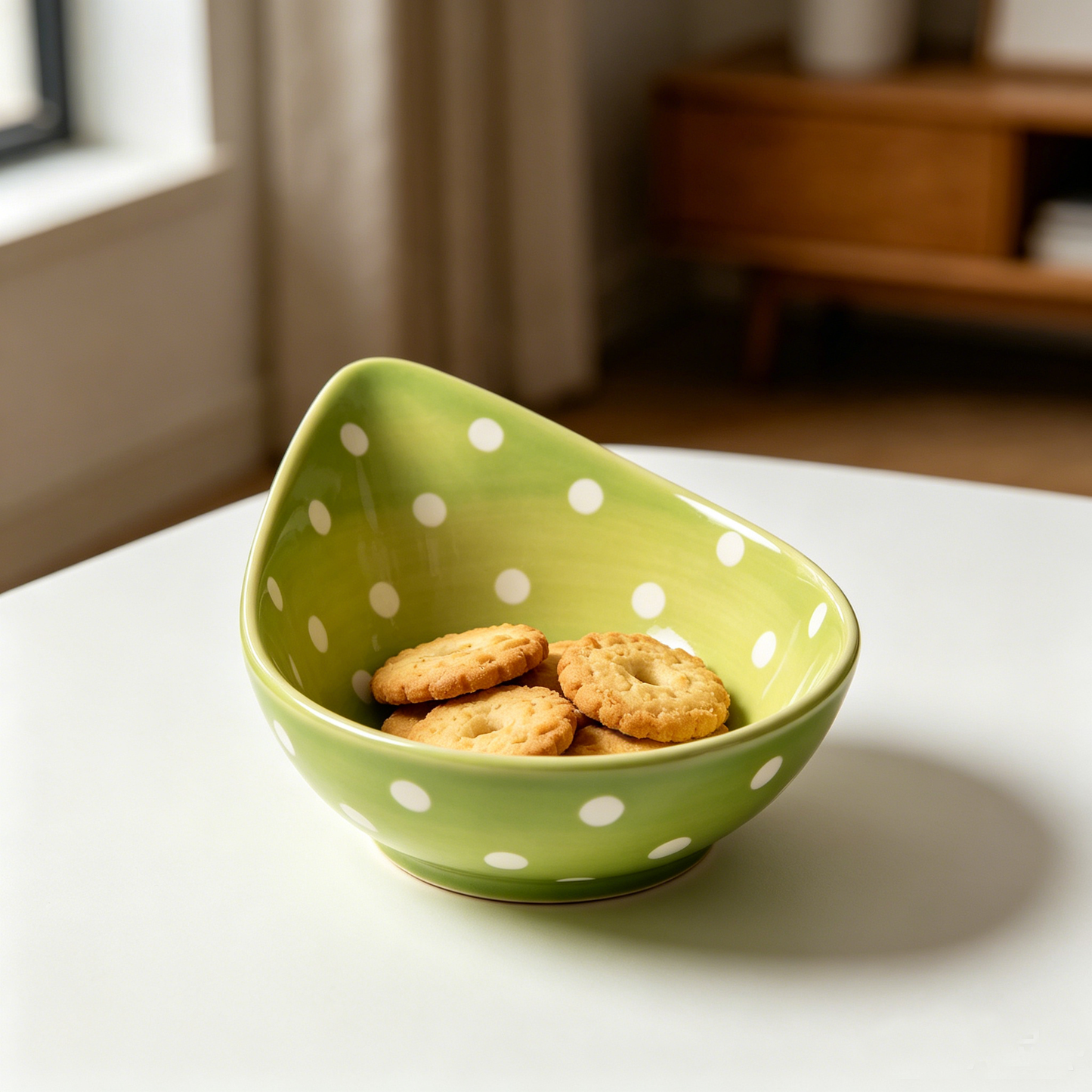 Green Polka Dot Teardrop Bowl