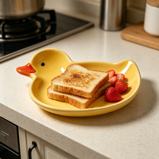 Yellow Duck Shaped Ceramic Soap & Snack Dish