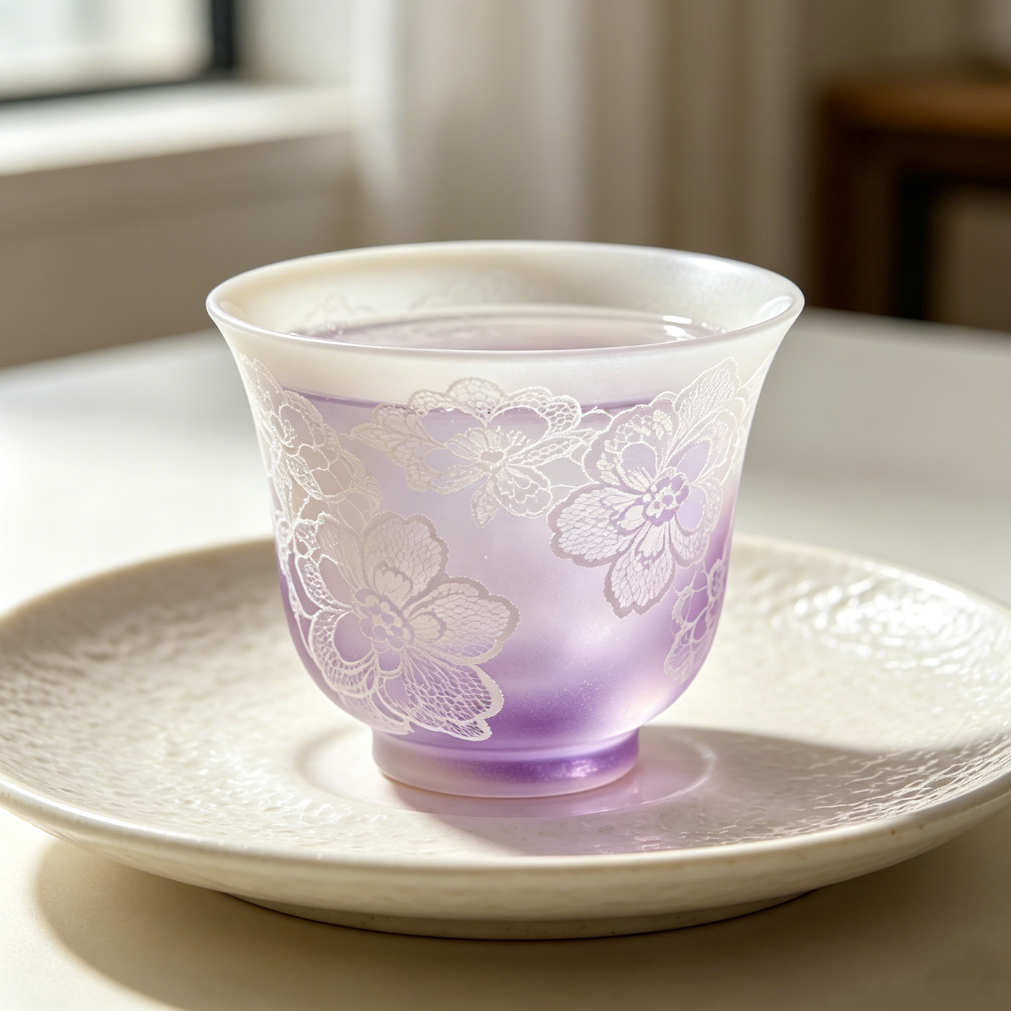 Purple Lace Gradient Glass Cup