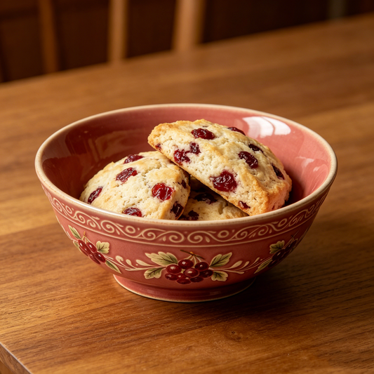 Burgundy Cherry Embossed Ceramic Bowl