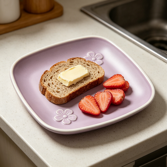 Lavender Embossed Flower Square Dish