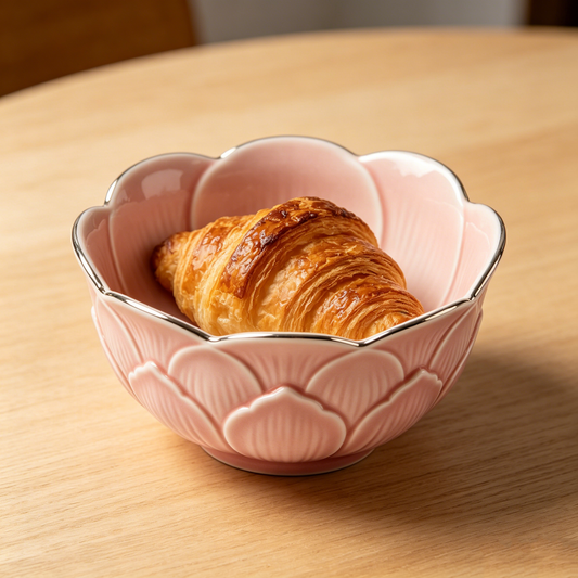 Pink Silver Trim Lotus Petal Bowl