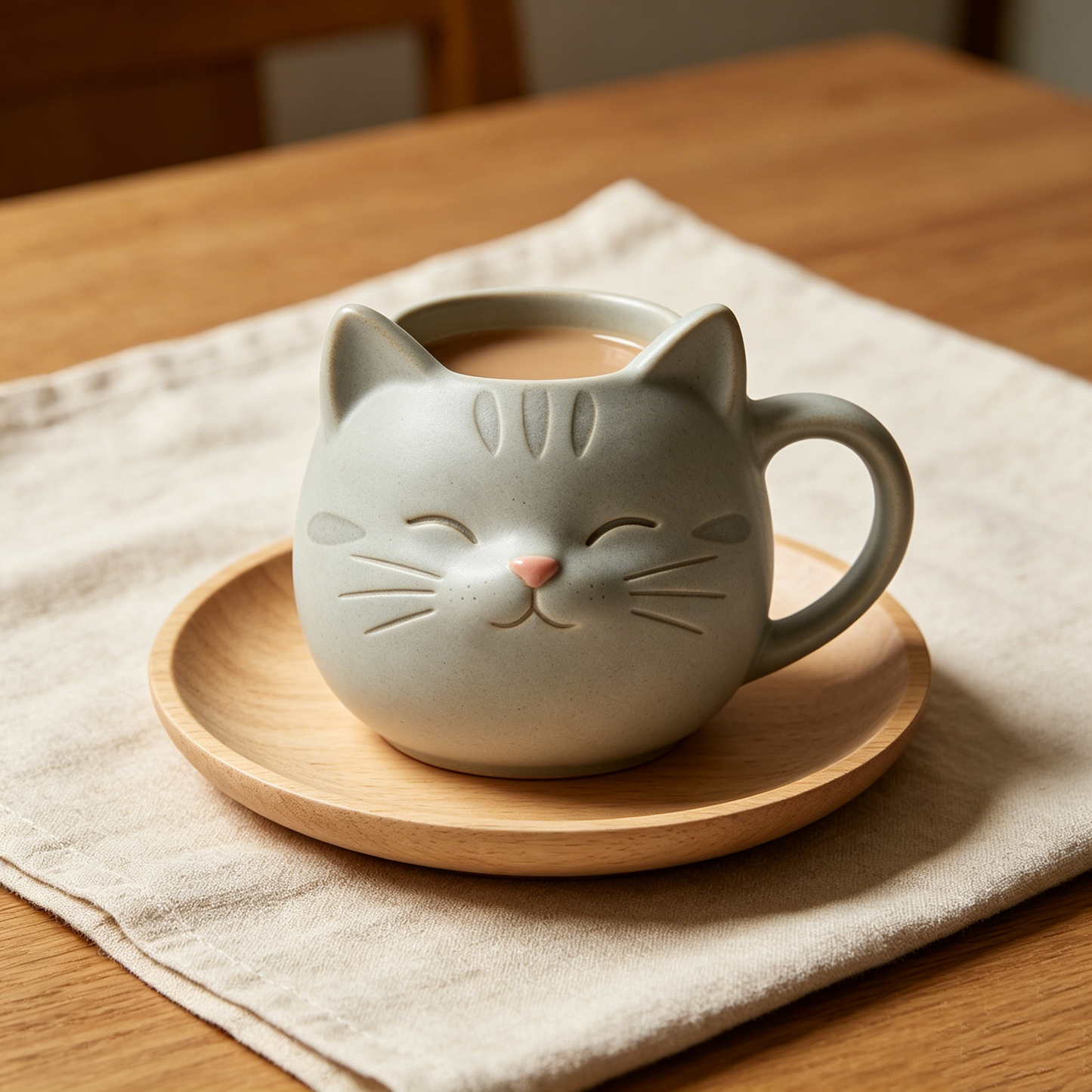 Grey Smiling Cat Mug