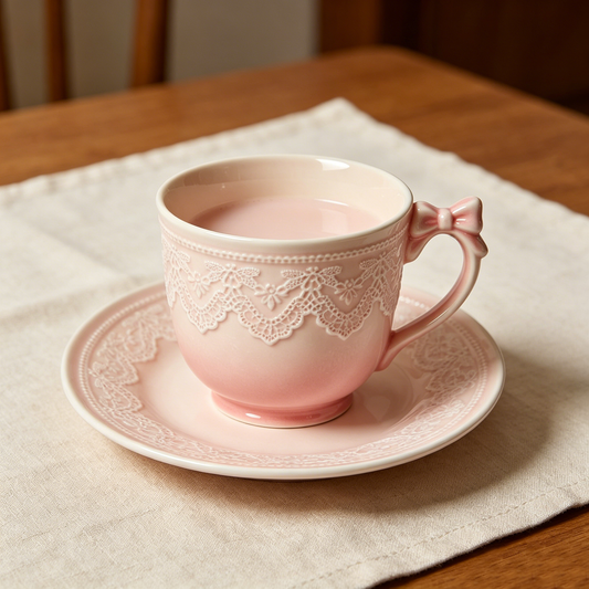 Pink Lace Bow Ceramic Mug