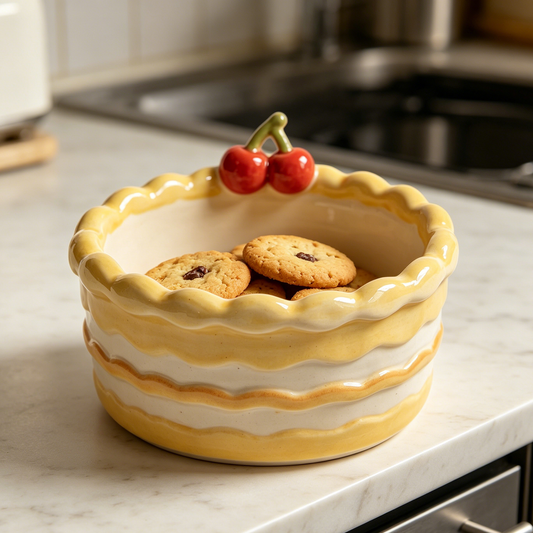 Yellow Cherry Layer Cake Ramekin Bowl