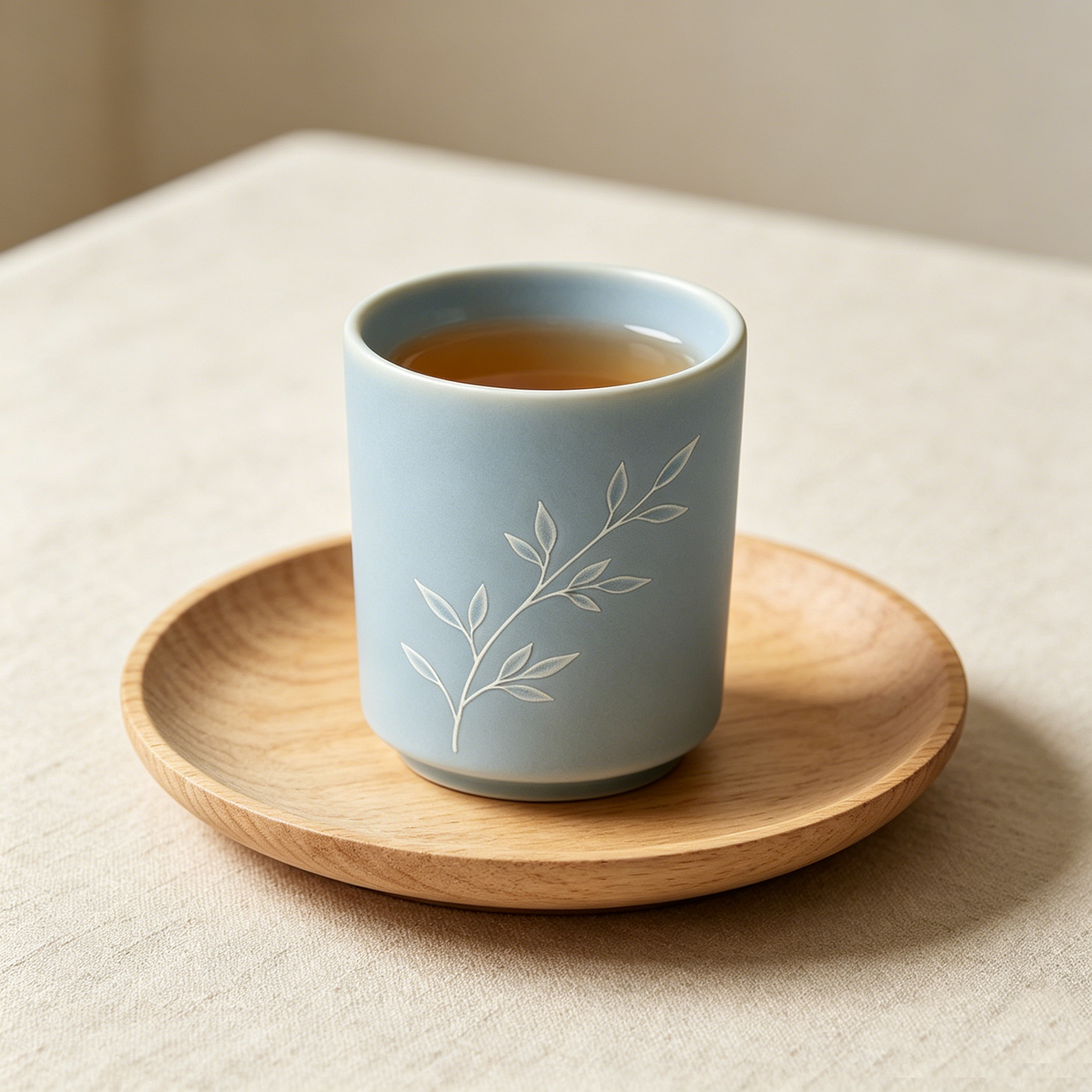 Matte Blue Leaf Emboss Cup