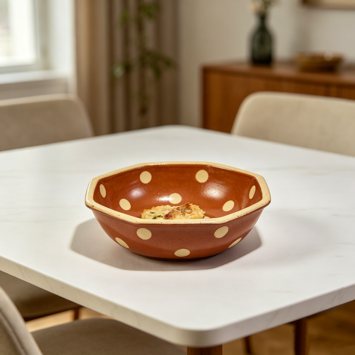 Terracotta Octagonal Dot Bowl