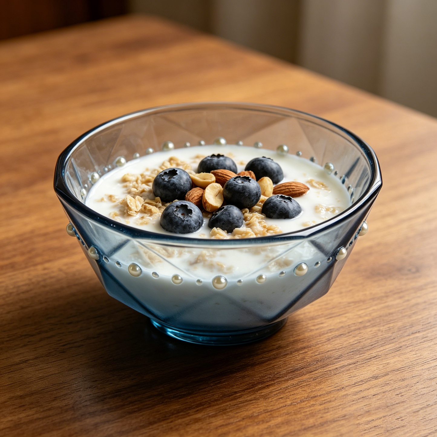 Blue Geometric Pearl Glass Bowl