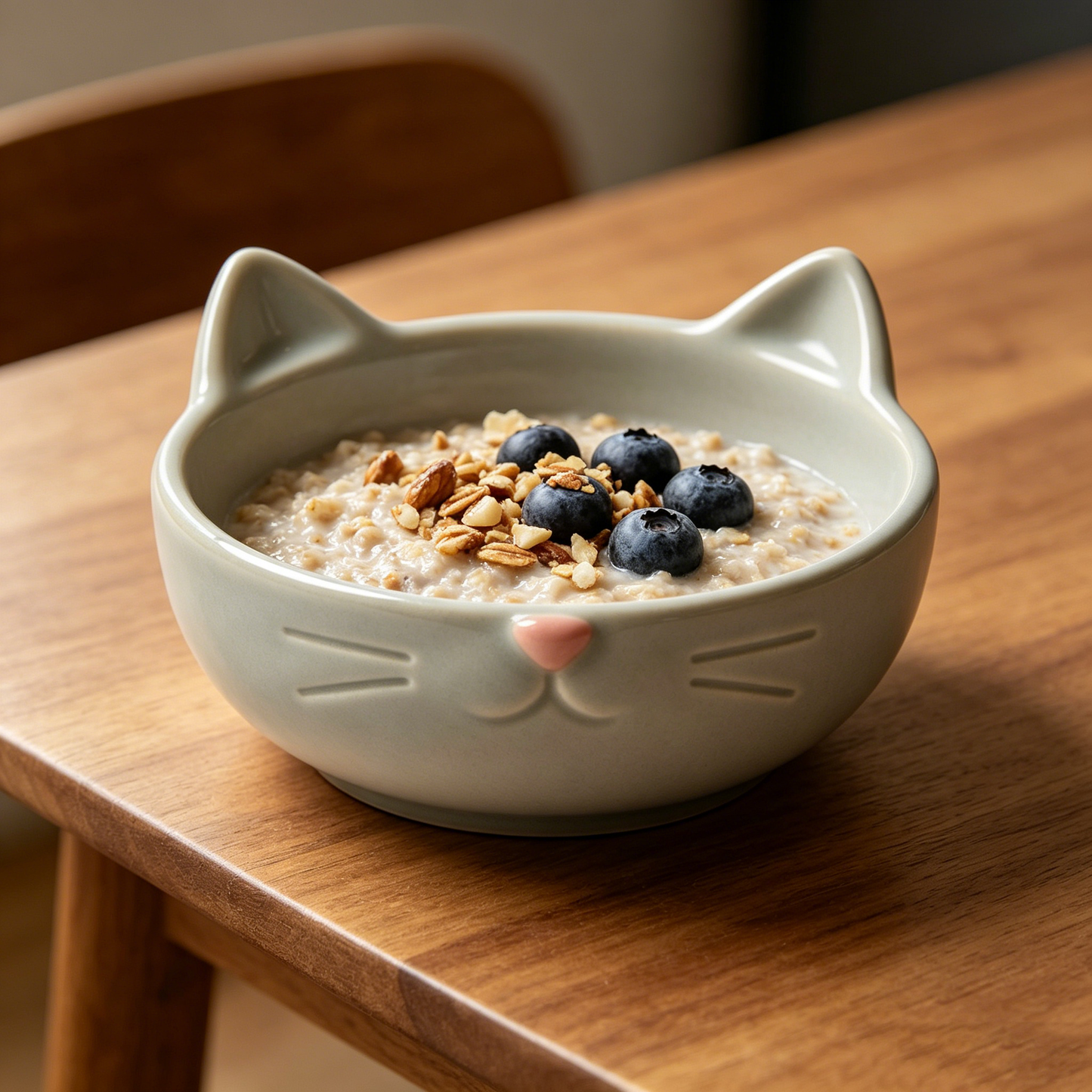 Grey Cat Face Ceramic Bowl
