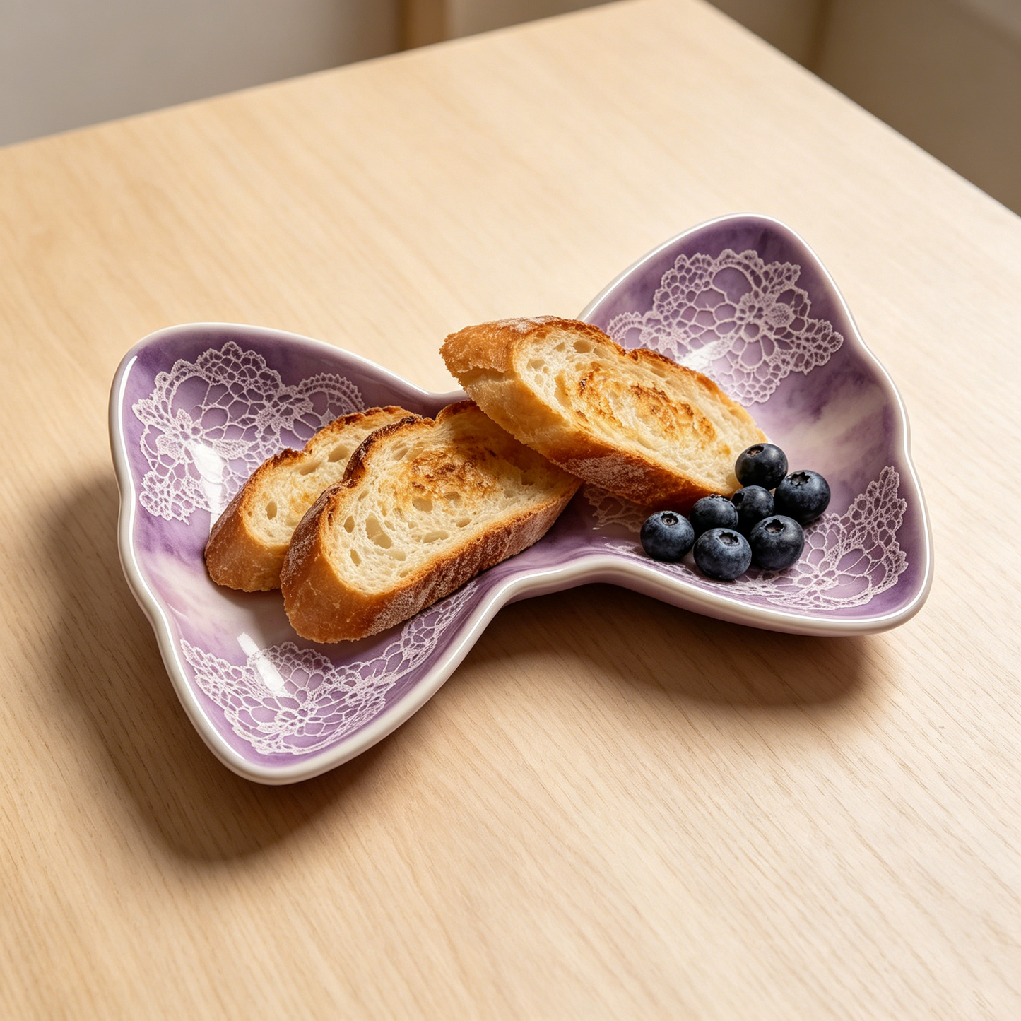 Purple Lace Bow Shaped Trinket Plate
