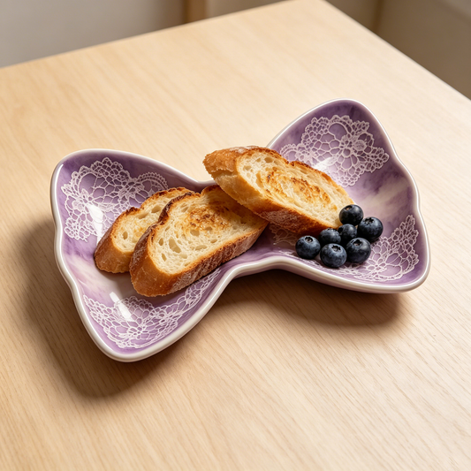 Purple Lace Bow Shaped Trinket Plate
