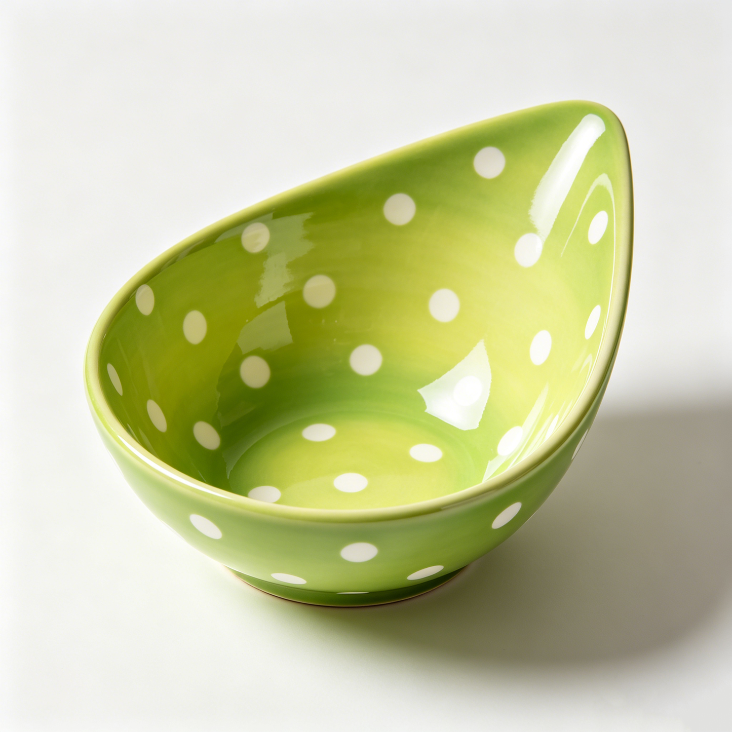 Green Polka Dot Teardrop Bowl