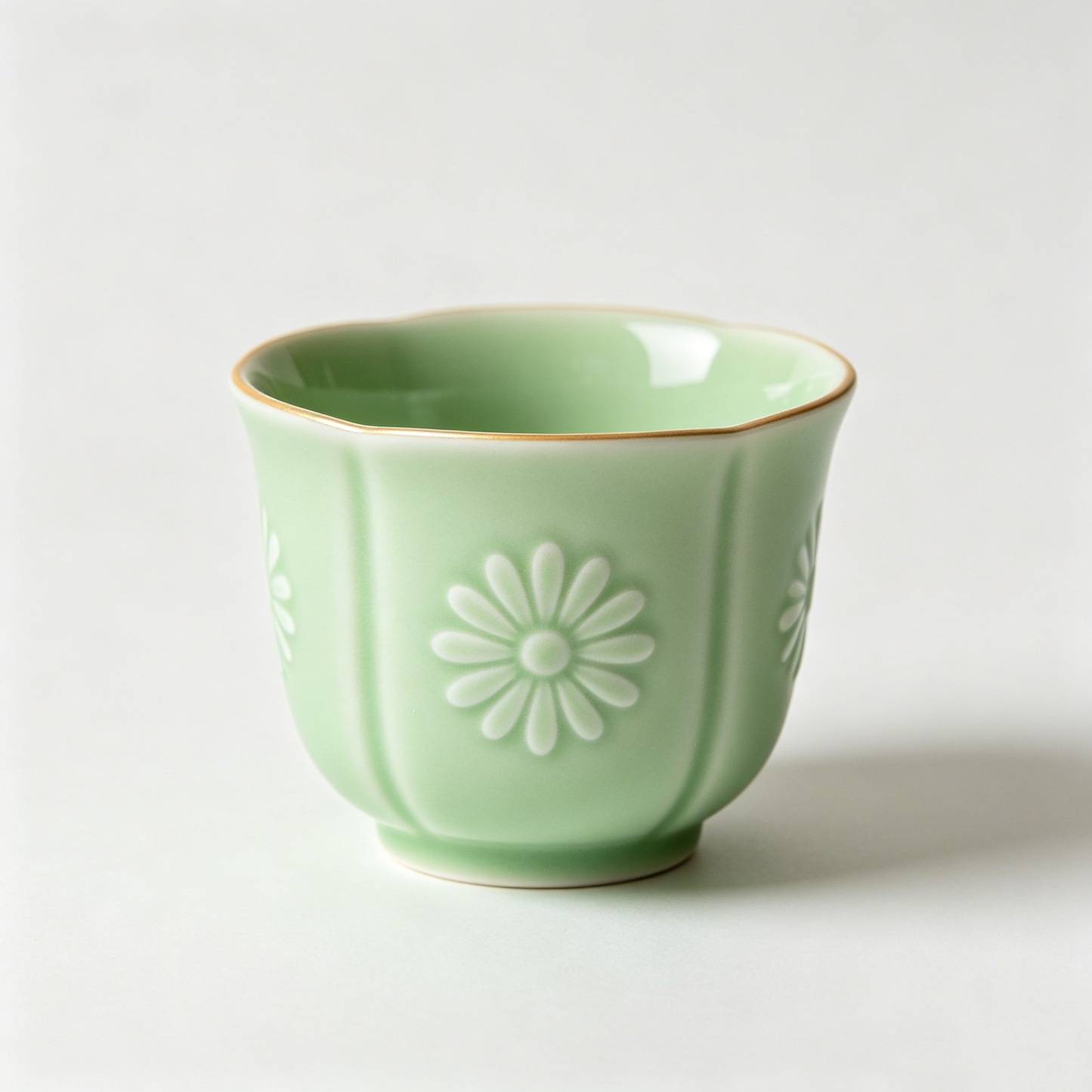 Celadon Daisy Emboss Cup