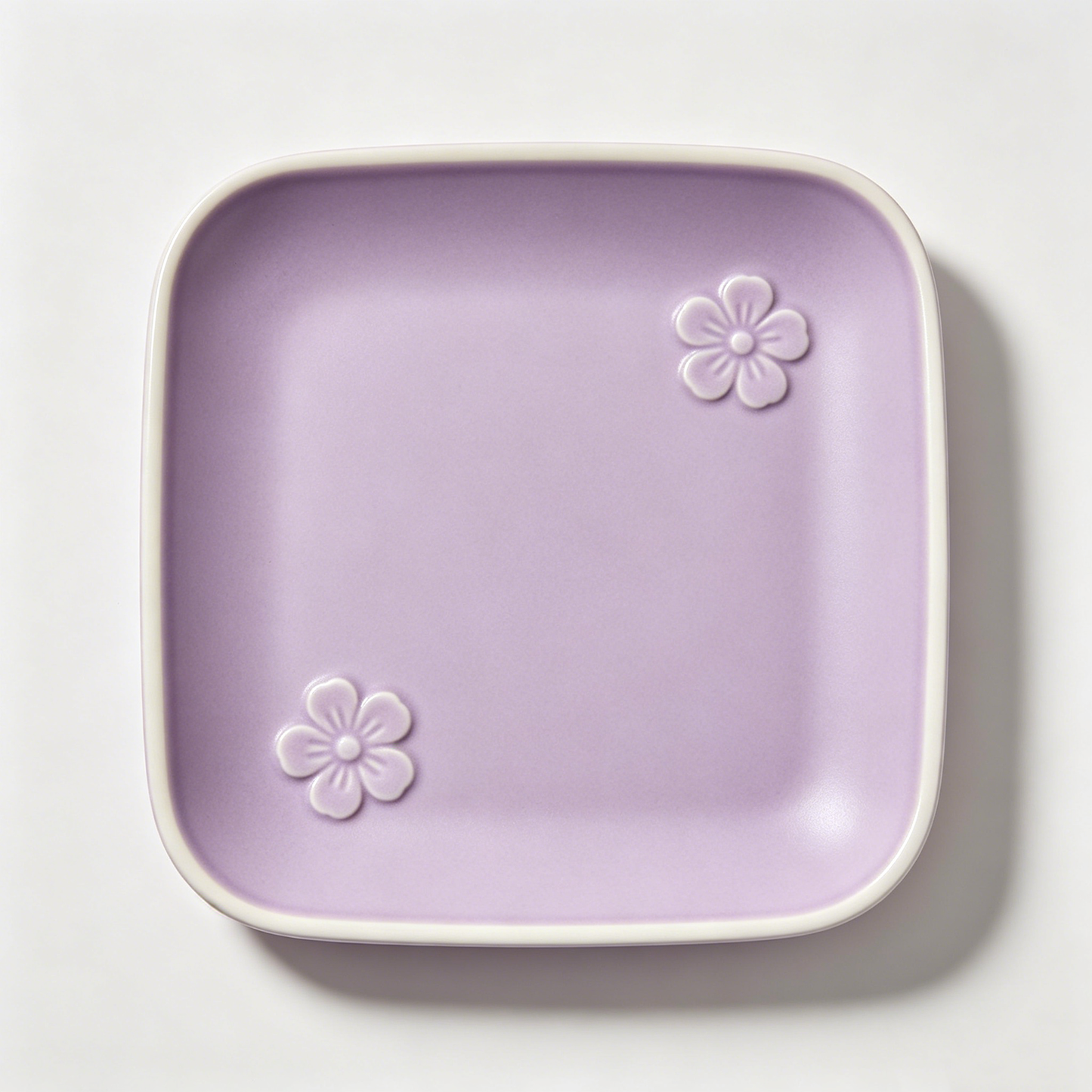 Lavender Embossed Flower Square Dish