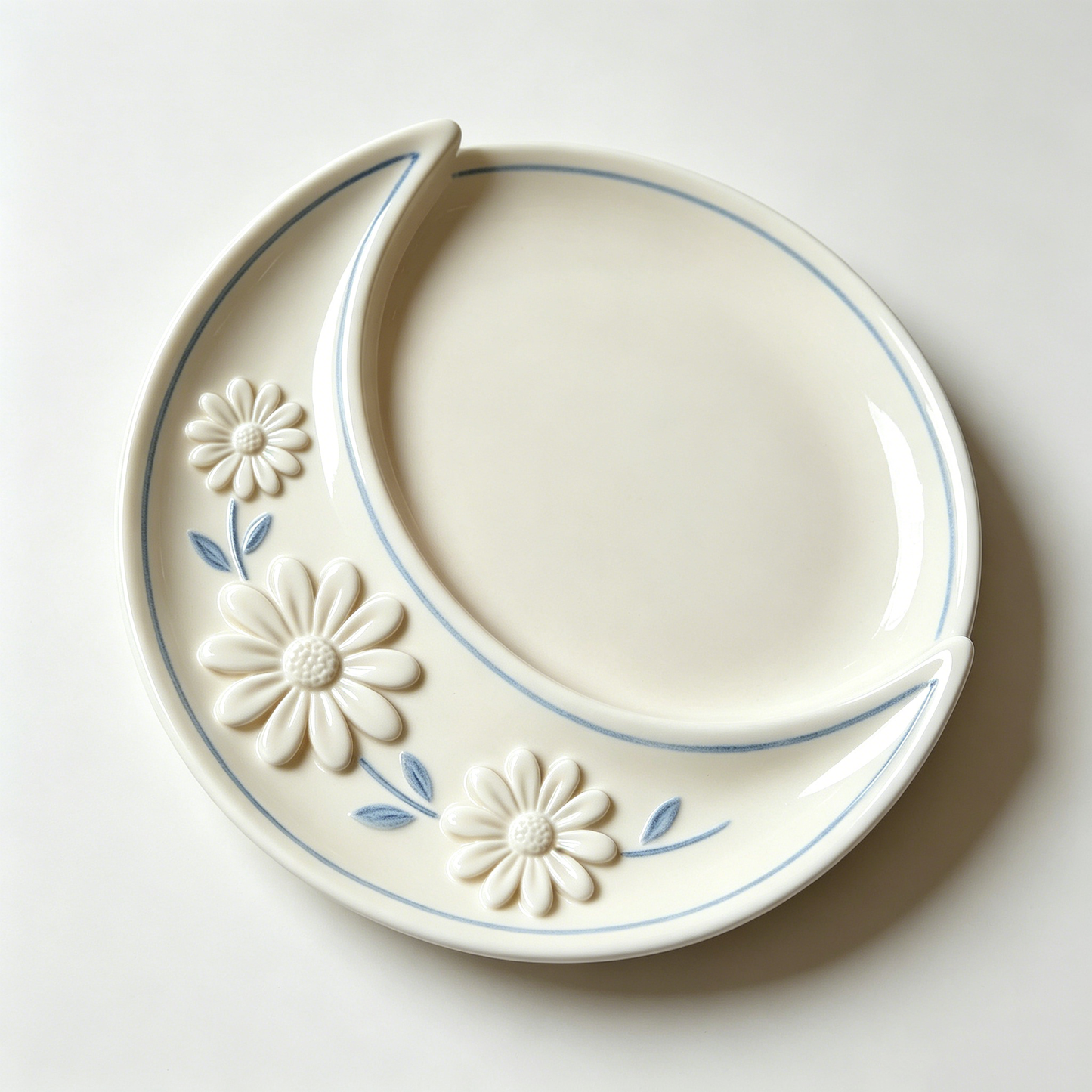 White Moon Daisy Divided Plate