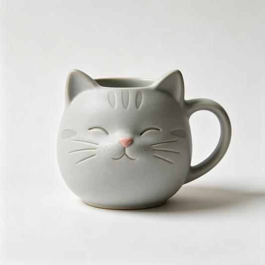 Grey Smiling Cat Mug