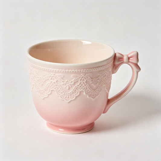 Pink Lace Bow Ceramic Mug