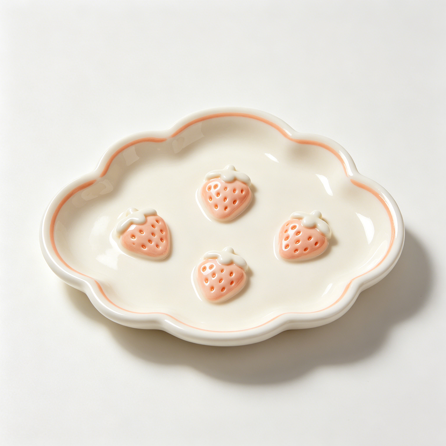 White Cloud Shape 3D Strawberry Plate