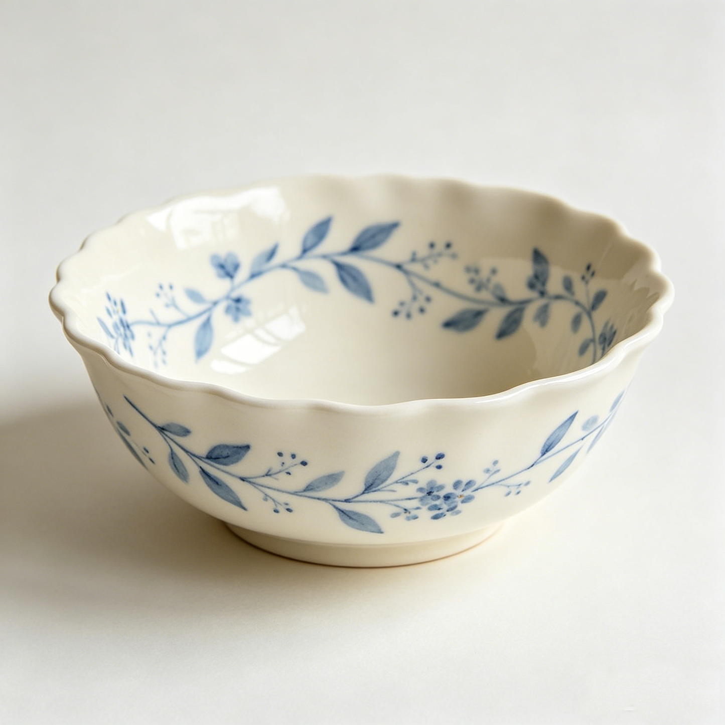 Blue Vintage Vine Floral Wave Bowl