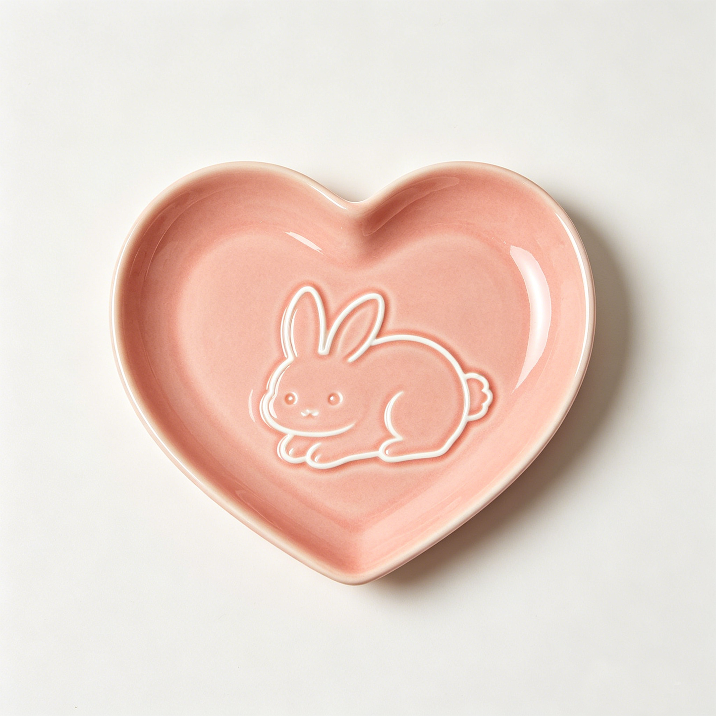 Pink Heart Embossed Bunny Plate