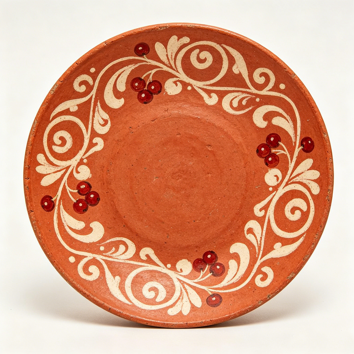 Rust Terracotta Cherry Swirl Plate