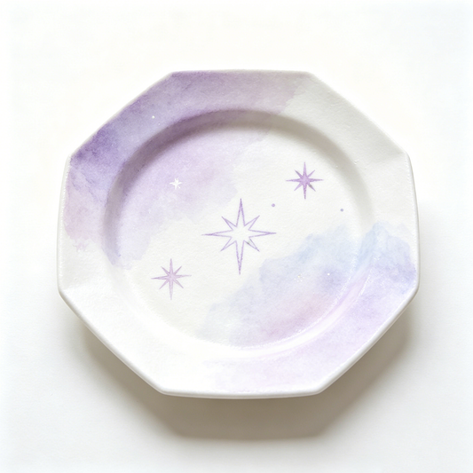 Pastel Watercolor Star Octagonal Plate